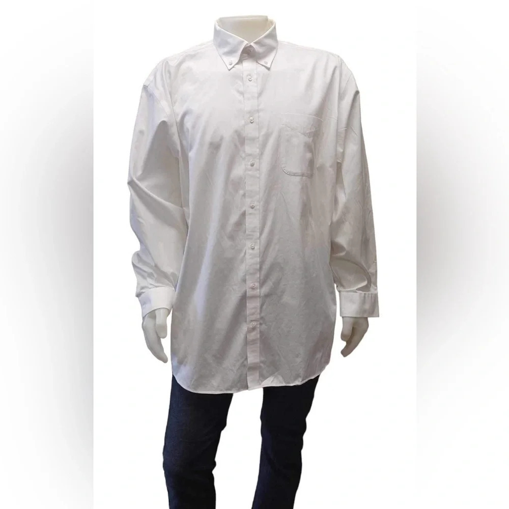 Miller Performance  White 100% Cotton Long Sleeve Dress Shirt Size 18.5